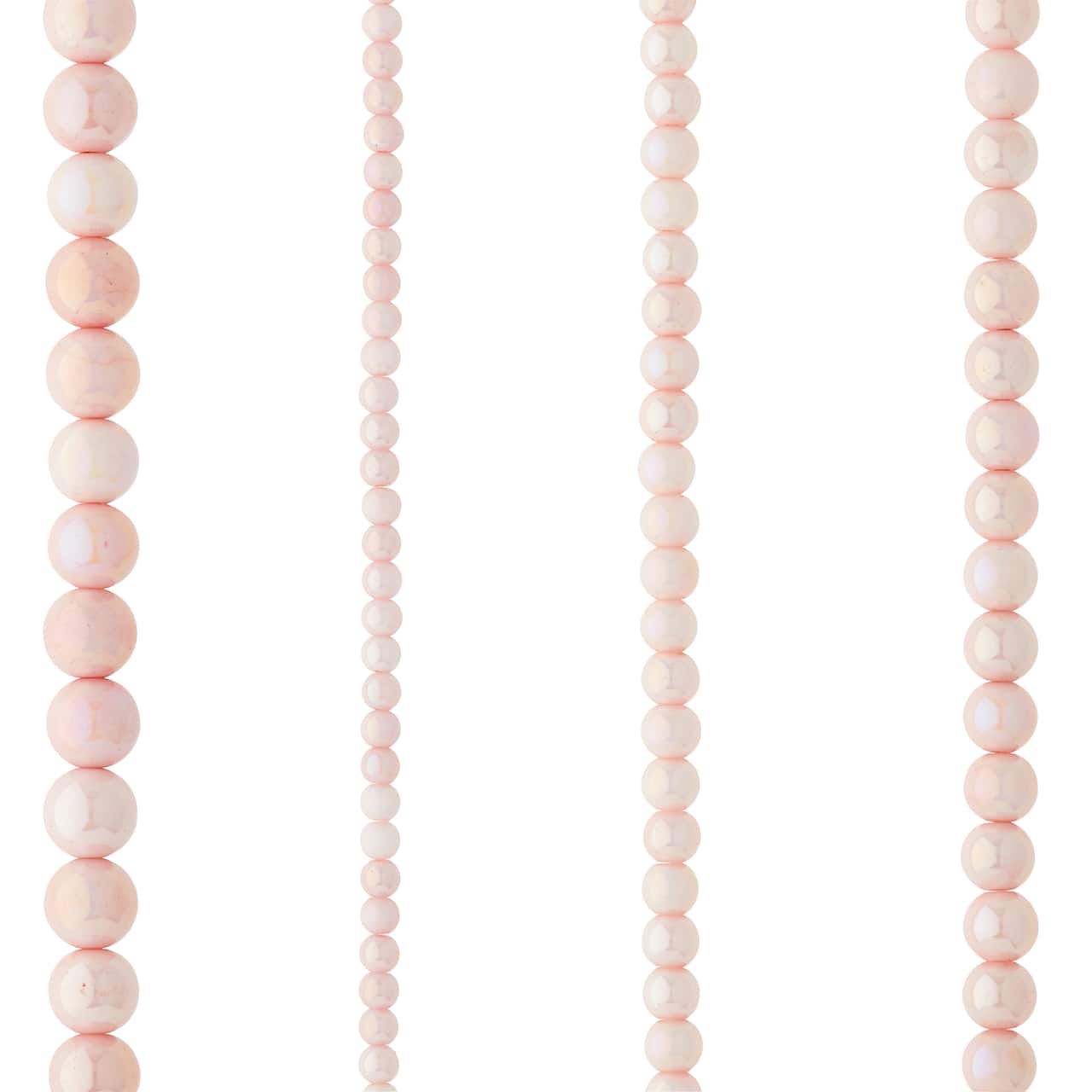12 Pack: Pink Marble Glass Round Beads by Bead Landing™
